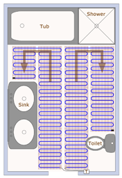 Sample mat layout for an average bathroom size