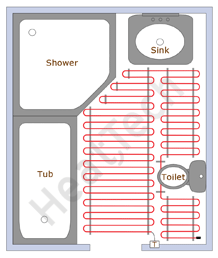 Sample cable layout in a typical size bathroom